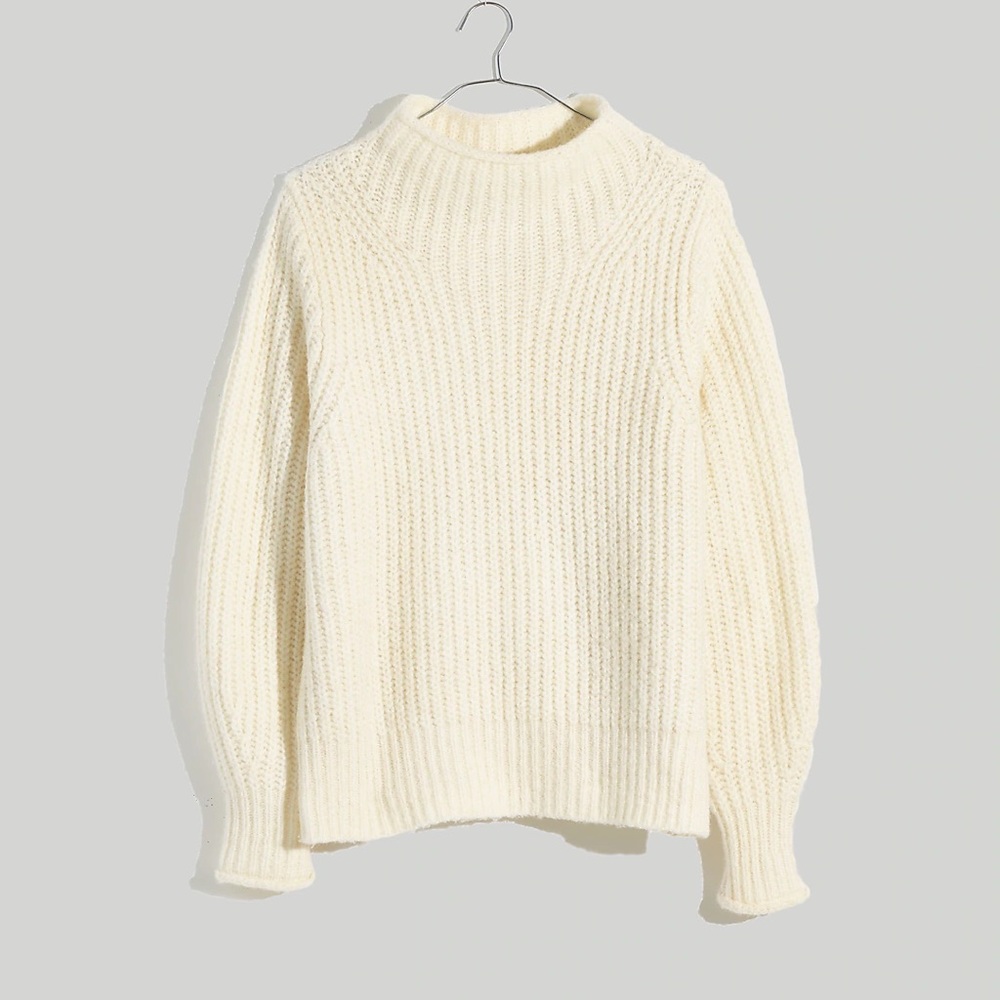 Madewell Loretto Mockneck Sweater - White, XL